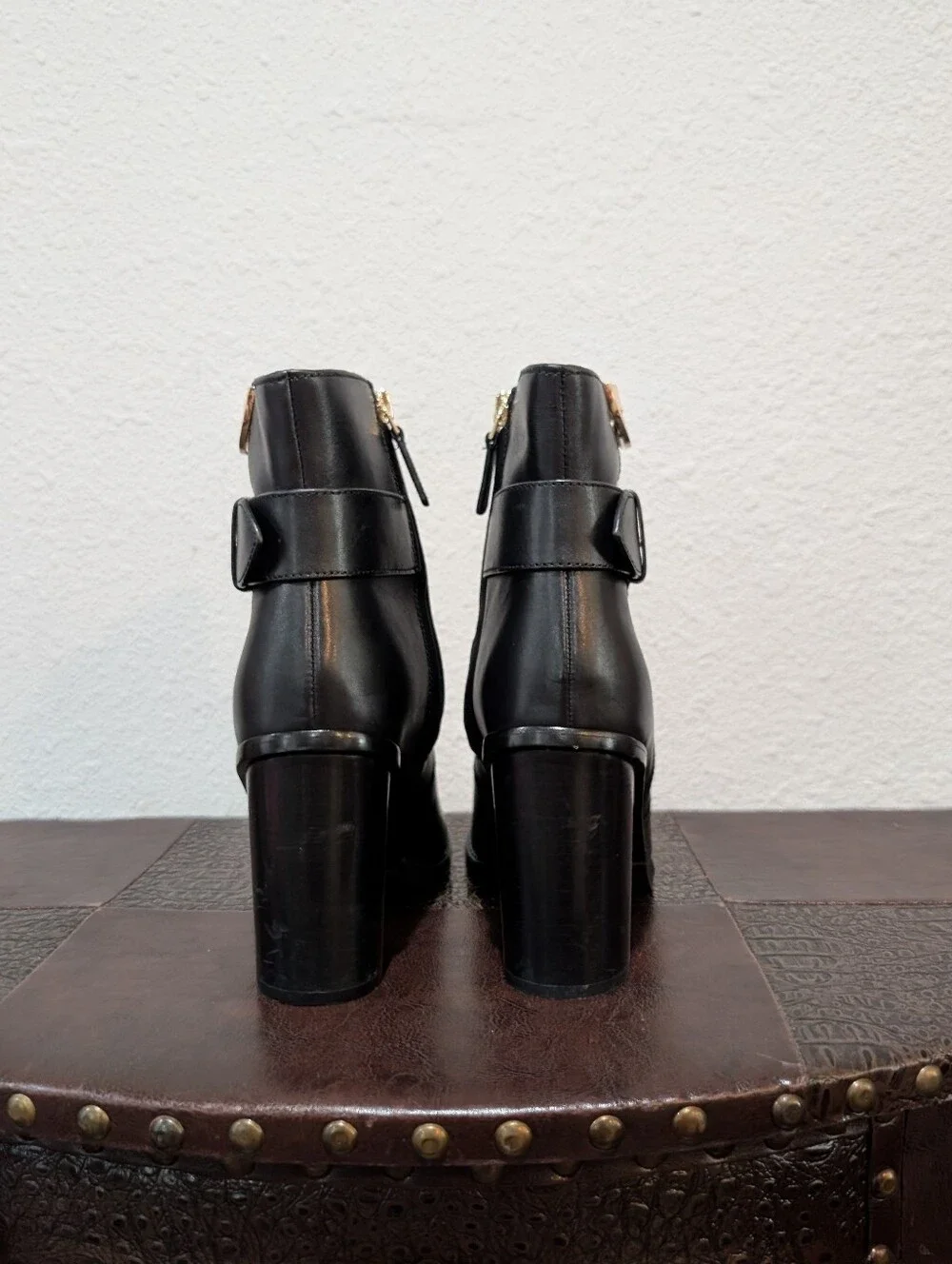Tory Burch Sidney 85mm Black Calf Leather Block Heel Booties - Size 8